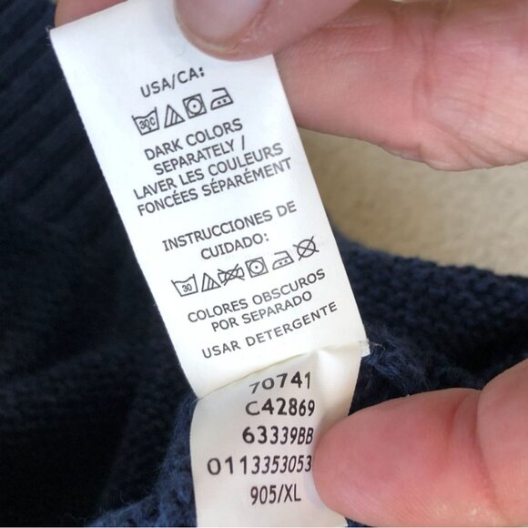 Chaps Mens Sweater Size XL Long Sleeve High Neck Henley Long Sleeve Blue Knit - Picture 10 of 13